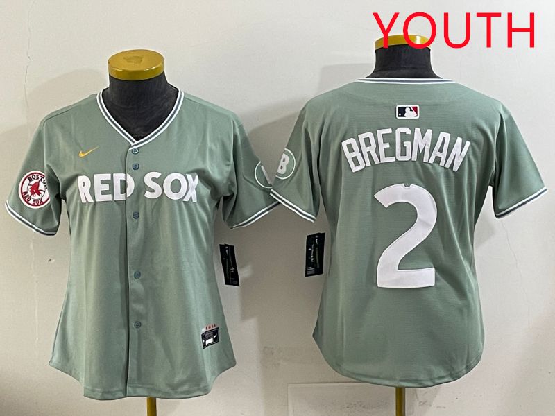 Youth 2025 Boston Red Sox 2 Bregman Light Green Joint Name Nike MLB Jersey style 8